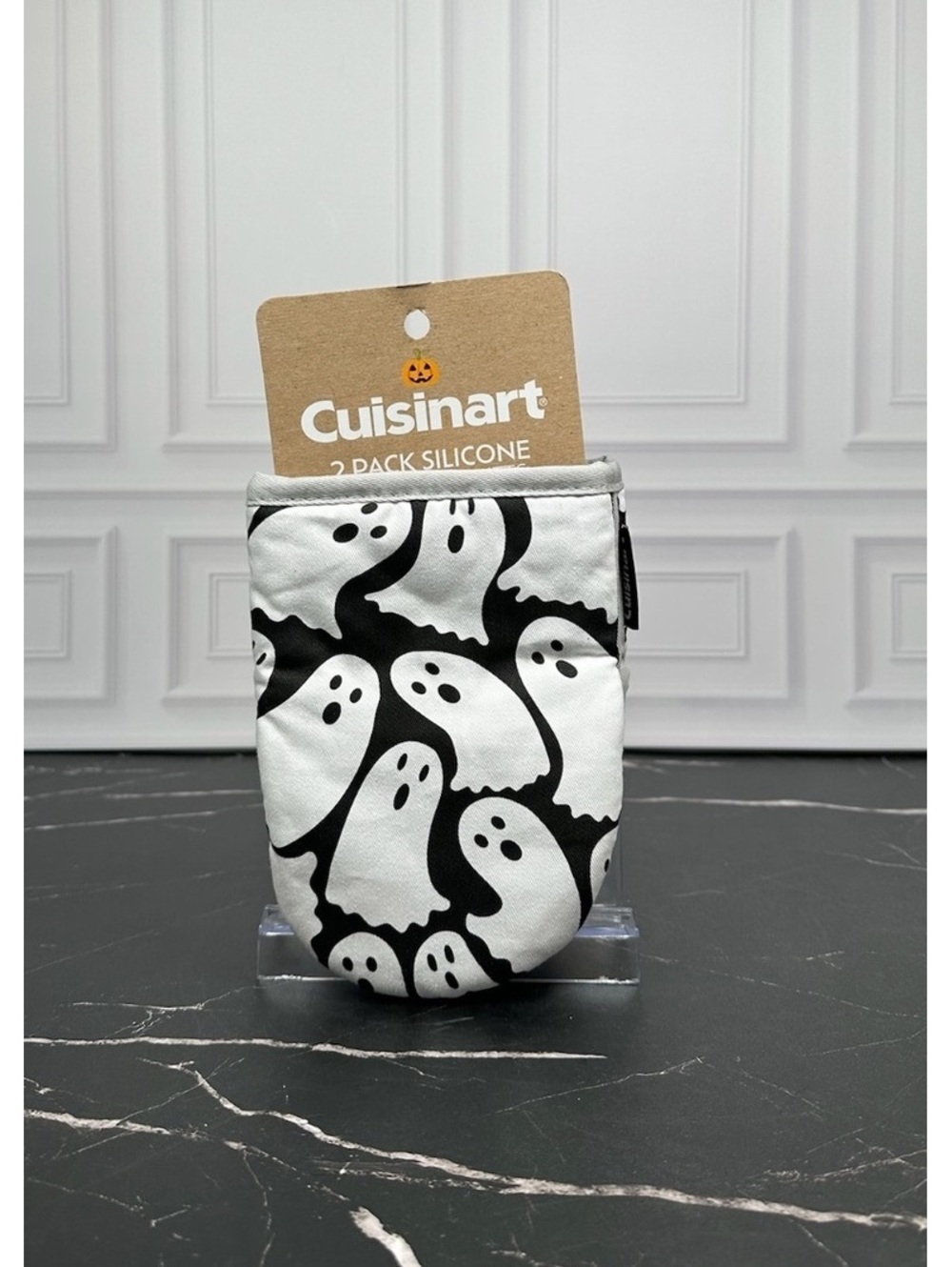 Cuisinart Halloween Ghost Print Silicone Oven Mitt and Pot Holder Set